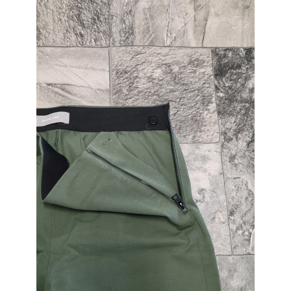 Everlane The Side Zip Stretch Cotton Trousers Sage Green Tapered Leg Pant Size 6 - Picture 3 of 5